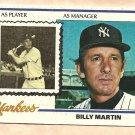 1978 Topps baseball card #721 (B) Billy Martin New York Yankees NM/M