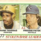 1978 Topps baseball card #204 Stolen Base Leaders Frank Traveras Freddie Patek EX/NM