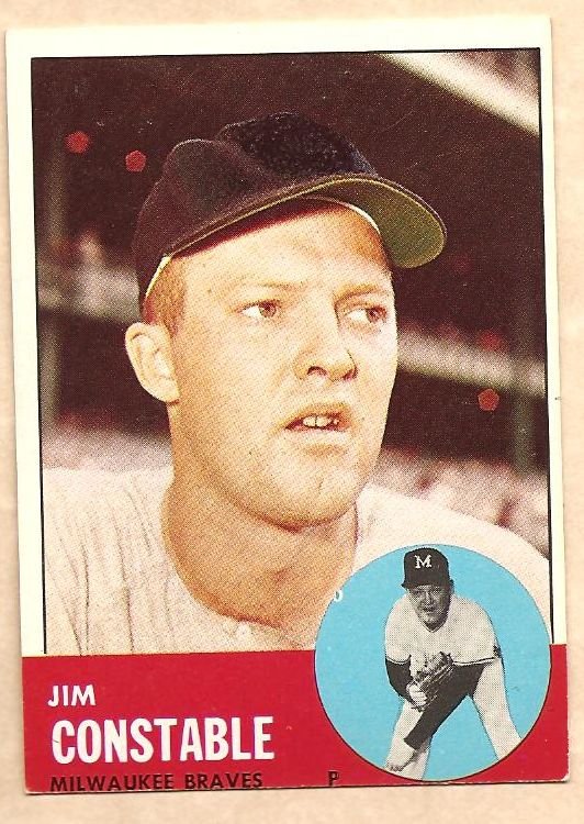 1963 Topps baseball card 411 Jim Constable Milwaukee Braves EX