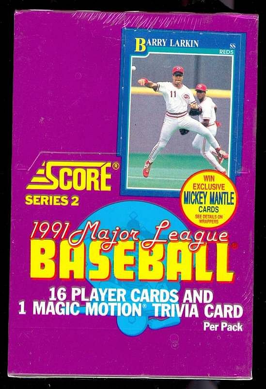 1991 Score Baseball card wax box Series II (2), 36 packs, never opened