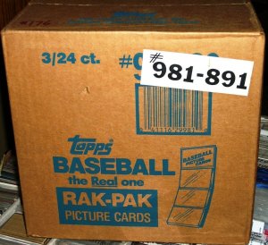 1989 Topps Baseball card Rack Pack CASE, 3/24 ct, never opened, MINT Rak Pak