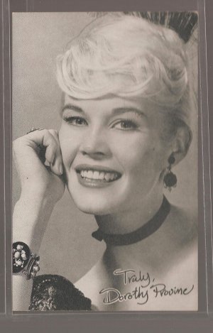 Dorothy Provine arcade vending machine exhibit card, EX condition