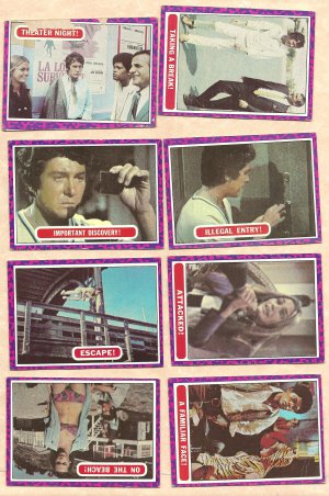 8 different 1968 Topps Mod Squad TV show cards 7, 13, 19, 21, 22, 23, 35, 40, Lot#1