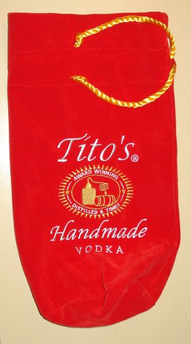 Tito's Handmade Vodka felt bag cover holder pouch carrier, embroidered - PERFECT condition!