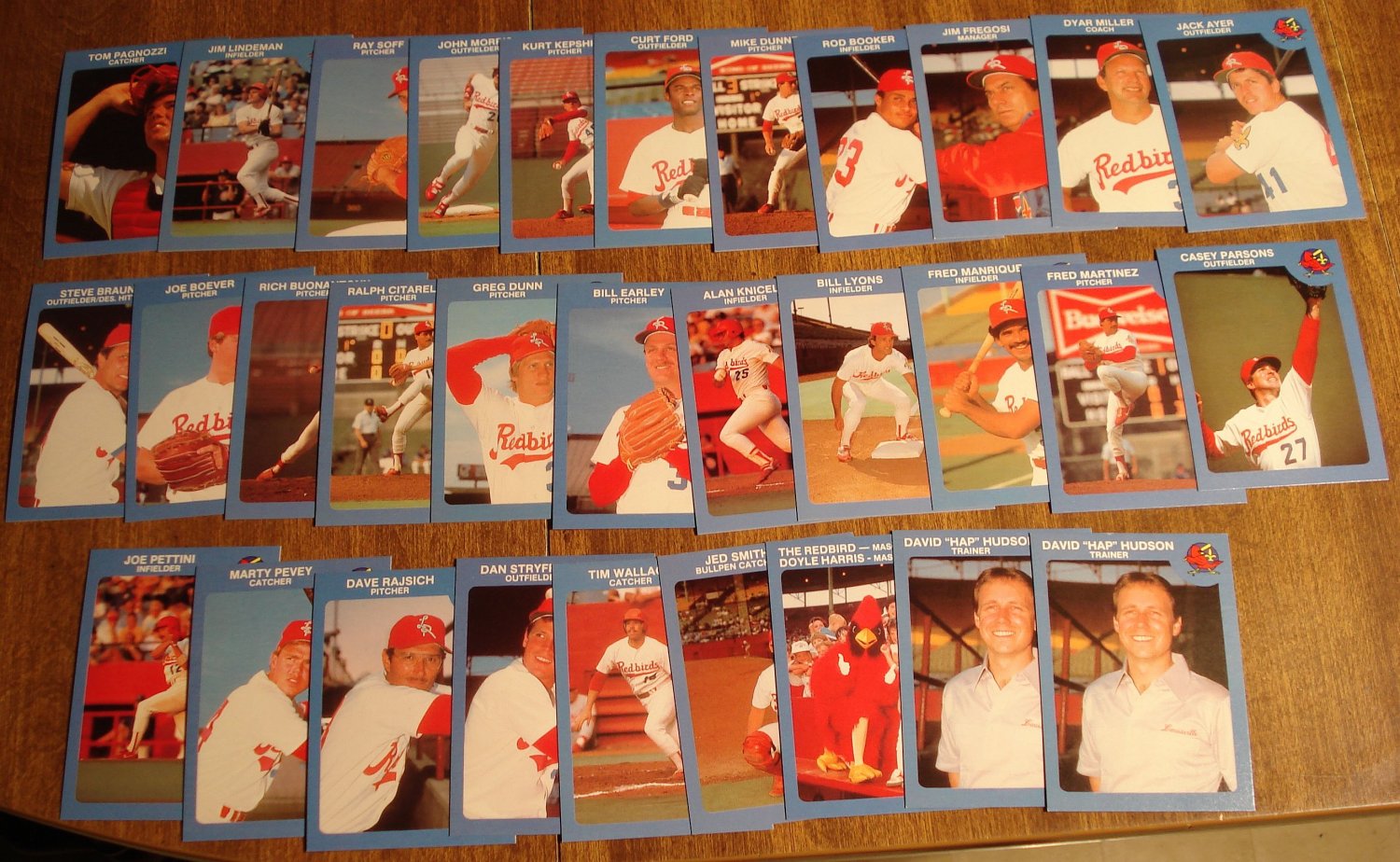 1986 Louisville Redbirds minor league baseball card team set, NM/M, St