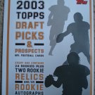 2003 Topps Draft Picks & Prospects football card promo promotional ad sneak preview sheet, NM/M