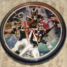 St. Louis Rams clock - Marc Bulger, Isaac Bruce, Torry Holt NFL football, 12.5" in diameter