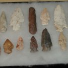 18 different arrow heads (arrowheads) spear heads (spearheads) points collection w/ display case