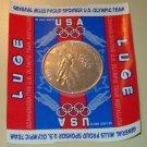 General Mills 1998 Olympics Luge aluminum coin token - US Olympic team MOC