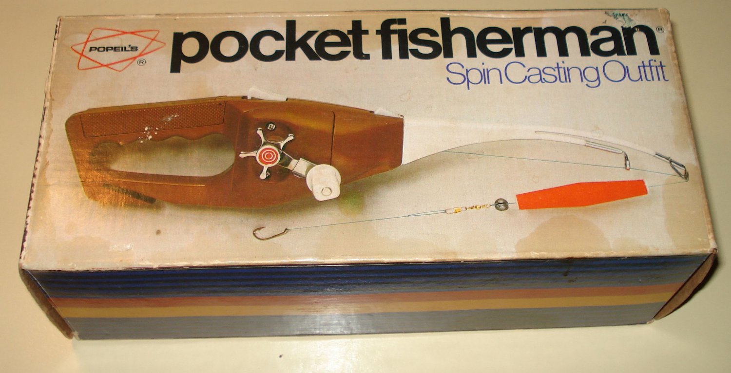 Popeil's Pocket Fisherman spin casting outfit fishing rod & reel - 1972 w/  box Ron Popeil