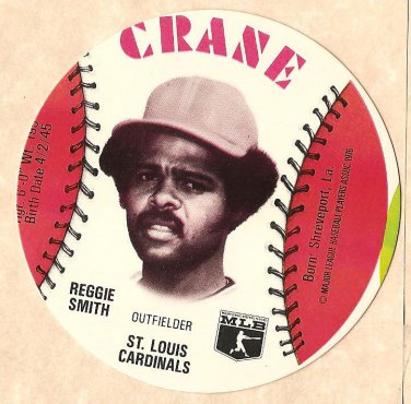 1976 Crane Potato Chips baseball disc card Reggie Smith St. Louis Cardinals NM/M OC
