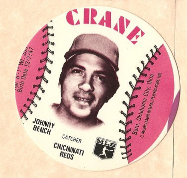 1976 Crane Potato Chips baseball disc card Johnny Bench Cincinnati Reds NM/M OC