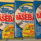 4 packs 1989 Topps Baseball card wax packs, never opened - 15 card packs, LOT #1