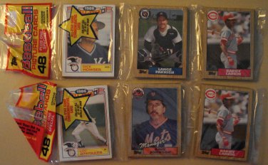 TWO unopened 1987 Topps Baseball card rack packs (hanging rak paks) Barry Larkin on top