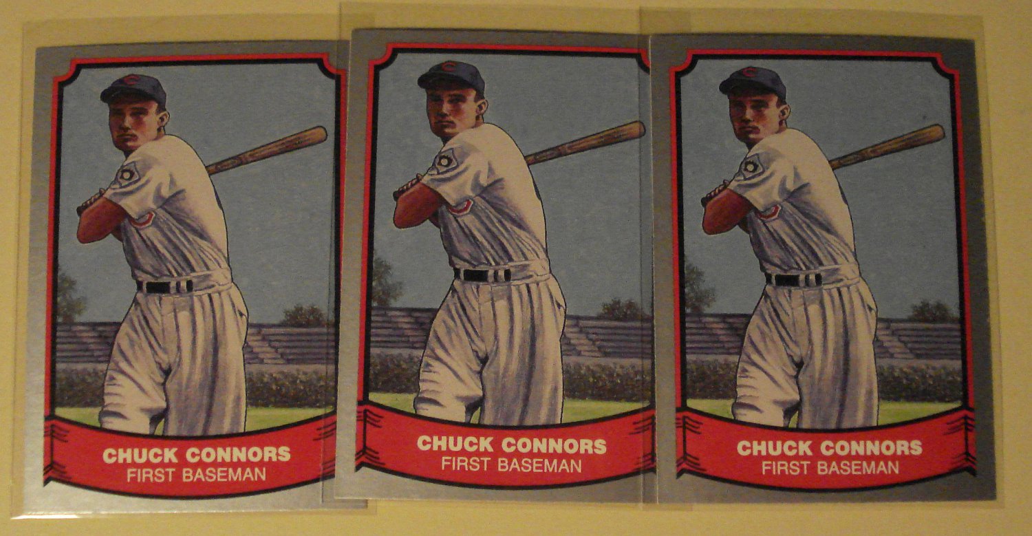 Three 3 1988 Baseball Legends Chuck Connors The Rifleman Baseball 