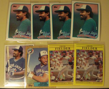 8 Cecil Fielder baseball cards, Fleer, Topps Upper Deck, NM/M