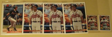6 Dave (David) Justice baseball cards, Upper Deck, Topps, Bowman, NM/M