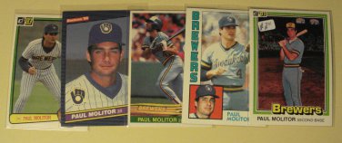 5 Paul Molitor baseball cards, Topps, Donruss, NM/M