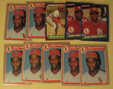 10 Terry Pendleton baseball cards, Fleer. Donruss, NM/M, St. Louis Cardinals