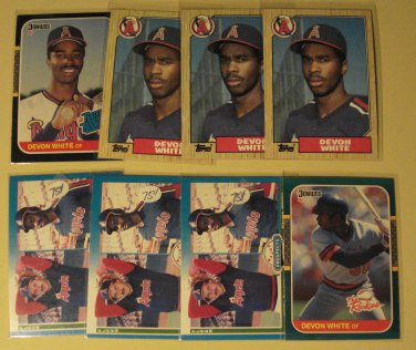 8 Devon White baseball cards, Donruss, Fleer, Topps, NM/M
