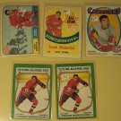 5 Frank Mahovlich Hockey cards, Topps, various years