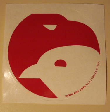 DC Comics Hawk & Dove promo promotional sticker, unused, 4" diameter. 1997