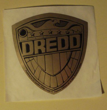 DC Comics Judge Dredd badge promo promotional sticker, unused, 1994, 3" x 3"