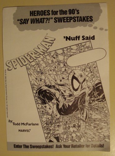Marvel Comics Spider-Man (spiderman) sweepstakes entry form flyer. 1990