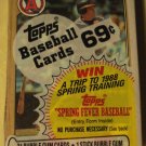 Unopened 1987 Topps Cello baseball card pack - Wally Joyner on top