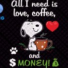 snoopy coffee and money design prints dowload png