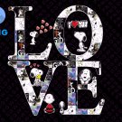 prints Snoopy love  2023 digital dowload black background