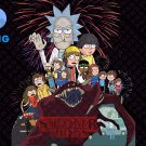 Rick vs Morty x Stranger Things prints dowload black background