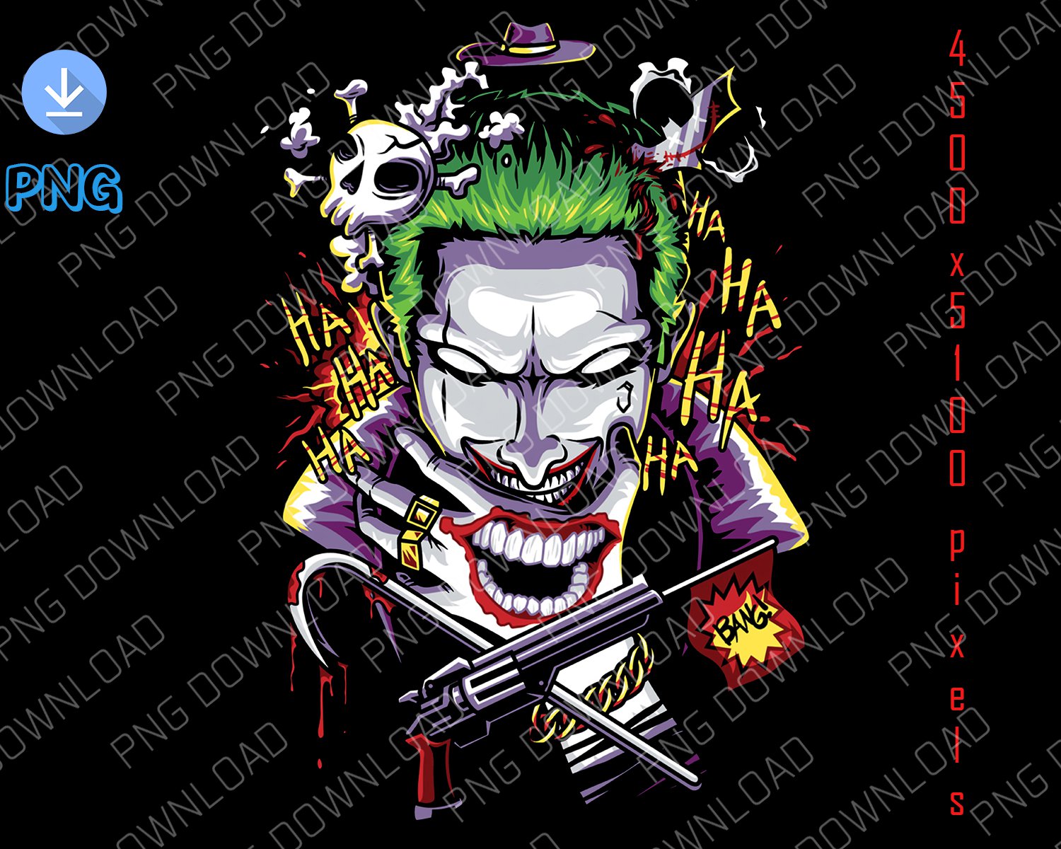 sticker Joker design dowload file black background
