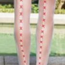 PLUS SIZE Lycra Sheer Stockings with Faux Lace Up Rear Seam