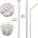 ALINK Striped Flexible Drinking Straw, Multi Colored Plastic Disposable