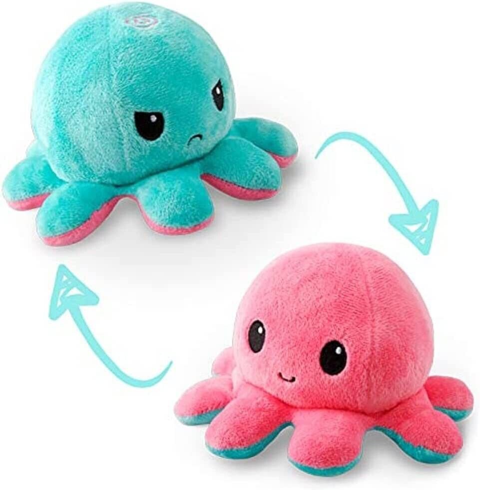 Teeturtle Original Reversible Octopus Plushie Light Pink and Light Blue