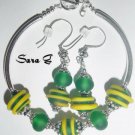 Green Spatial/Artisan Lampwork and Sterling Silver - Free Shipping