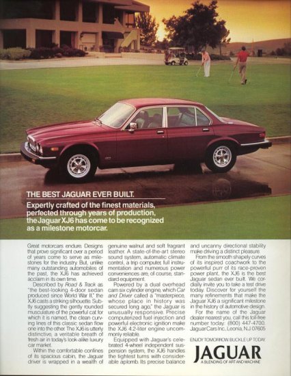 1985 Red or Maroon Jaguar XJ6 Motorcar Car AD