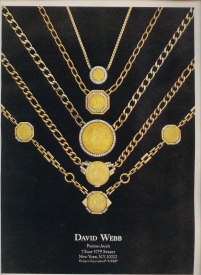 Vintage 1975 David Webb Jewelry Gold Chains Print AD