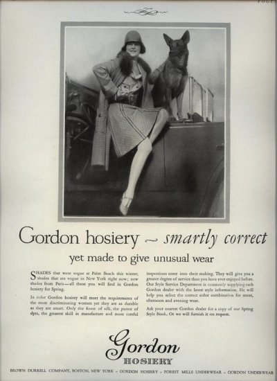Vintage 1926 German Shepherd Dog Gordon Hosiery Real Photo AD