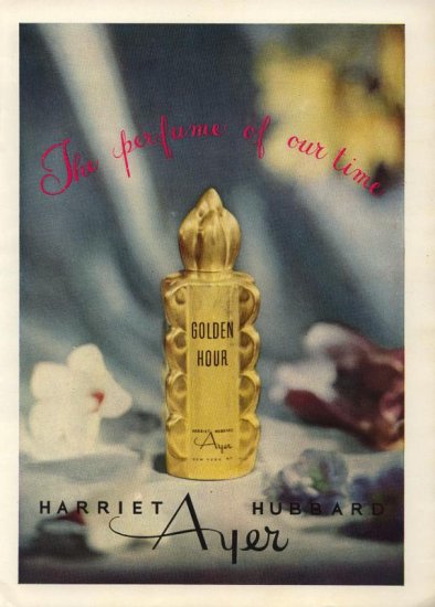 Vintage 1945 Harriet Hubbard Golden Hour Perfume Ad