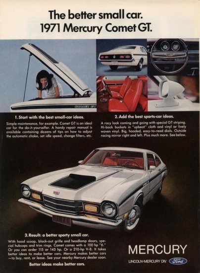 Vintage 1971 Ford Mercury Comet Sports Car 1970 AD