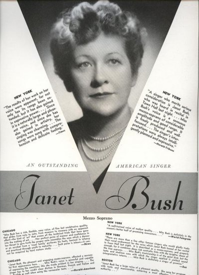 Vintage 1943 Janet Bush Opera Promo AD