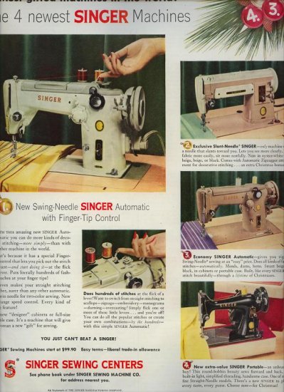 Vintage 1956 Swing Needle Slant Needle Singer Sewing Machine AD