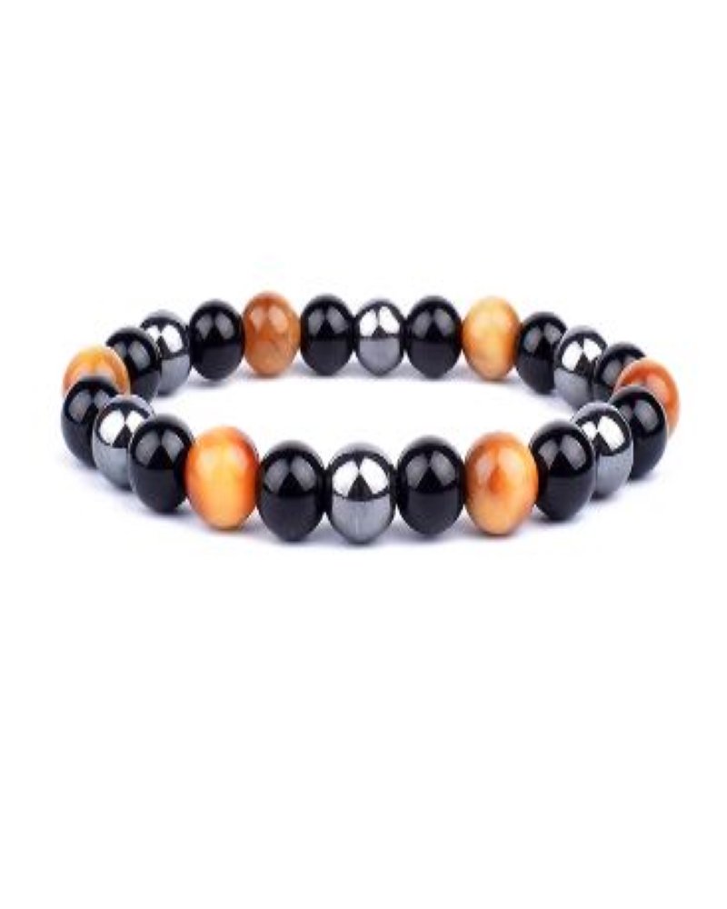 Natural Black Handcrafted tiger eye beads bracelets, Magnetic protection, obsidian hematite