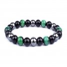Handcrafted greenbeads bracelets, Magnetic protection, obsidian hematite stones