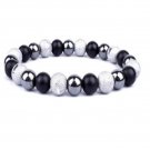 Handcrafted volcanic grey beads bracelets, Magnetic protection, lava stones