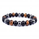 Handcrafted volcanic black and tiger eye beads bracelets,yoga protection