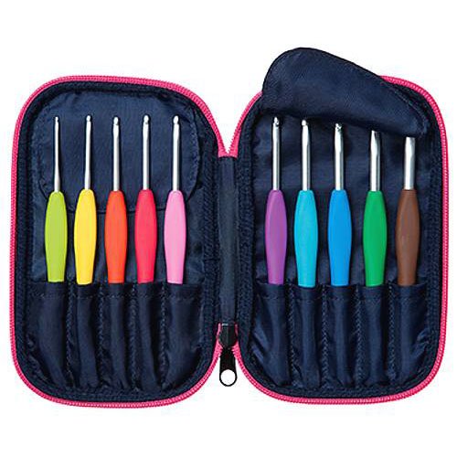 Clover, Amour, Comfortable Crochet Hook Set with Zippered Case, 10