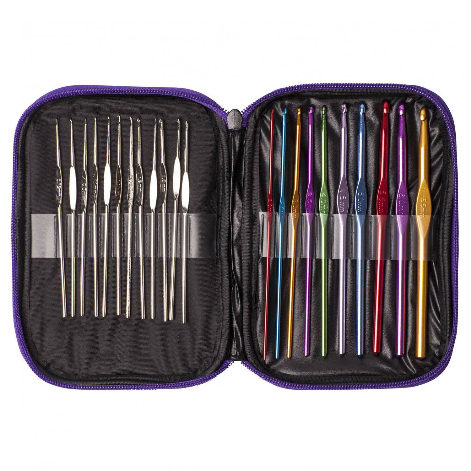 22 piece Aluminum Crochet Hook set with Zipper Carrying Case